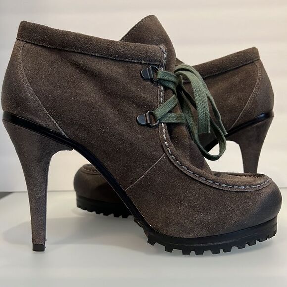 ASH Green Suede Lace Up High Heel Booties Size 39 EU/ 8 US - Picture 2 of 14